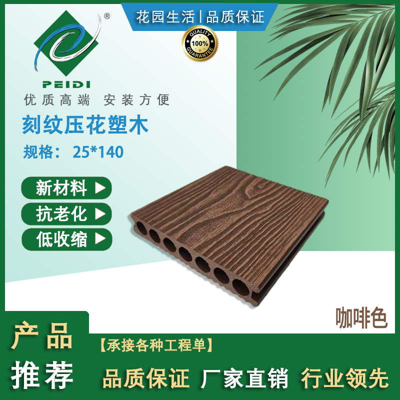 <b>刻紋壓花塑木（咖啡色）</b>
