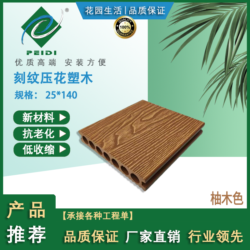 <b>刻紋壓花塑木（柚木色）</b>